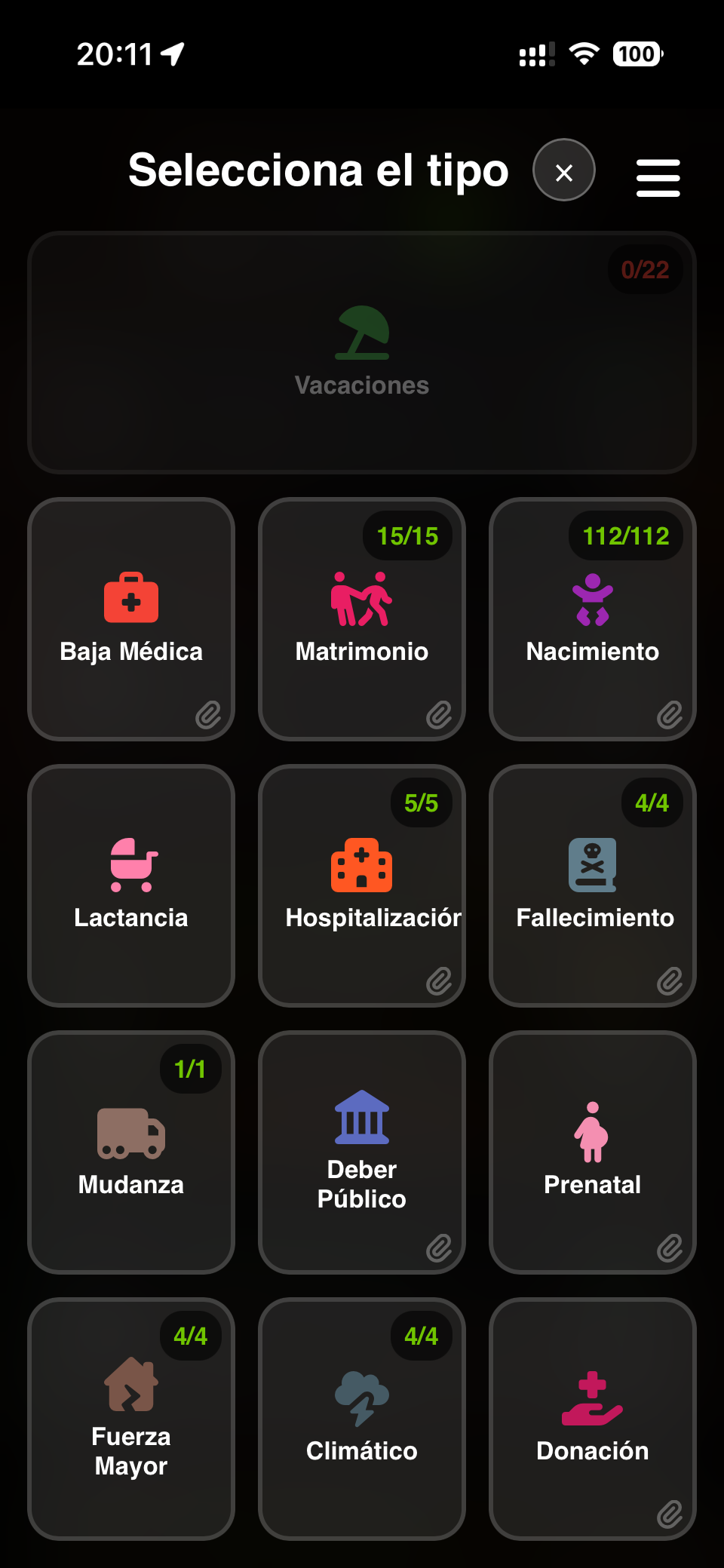 Agregar vacaciones Movil