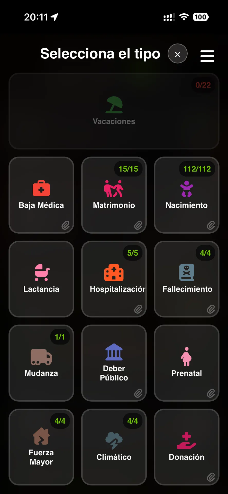 Agregar vacaciones Movil