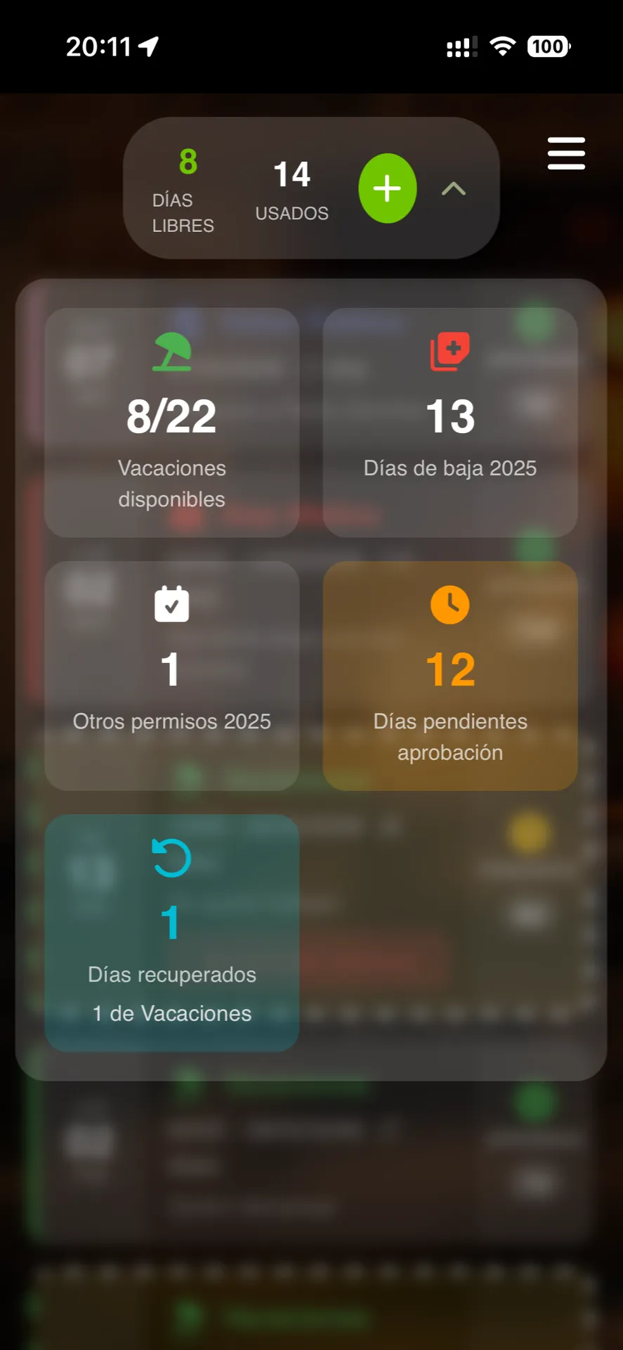 Estadisticas vacaciones Movil